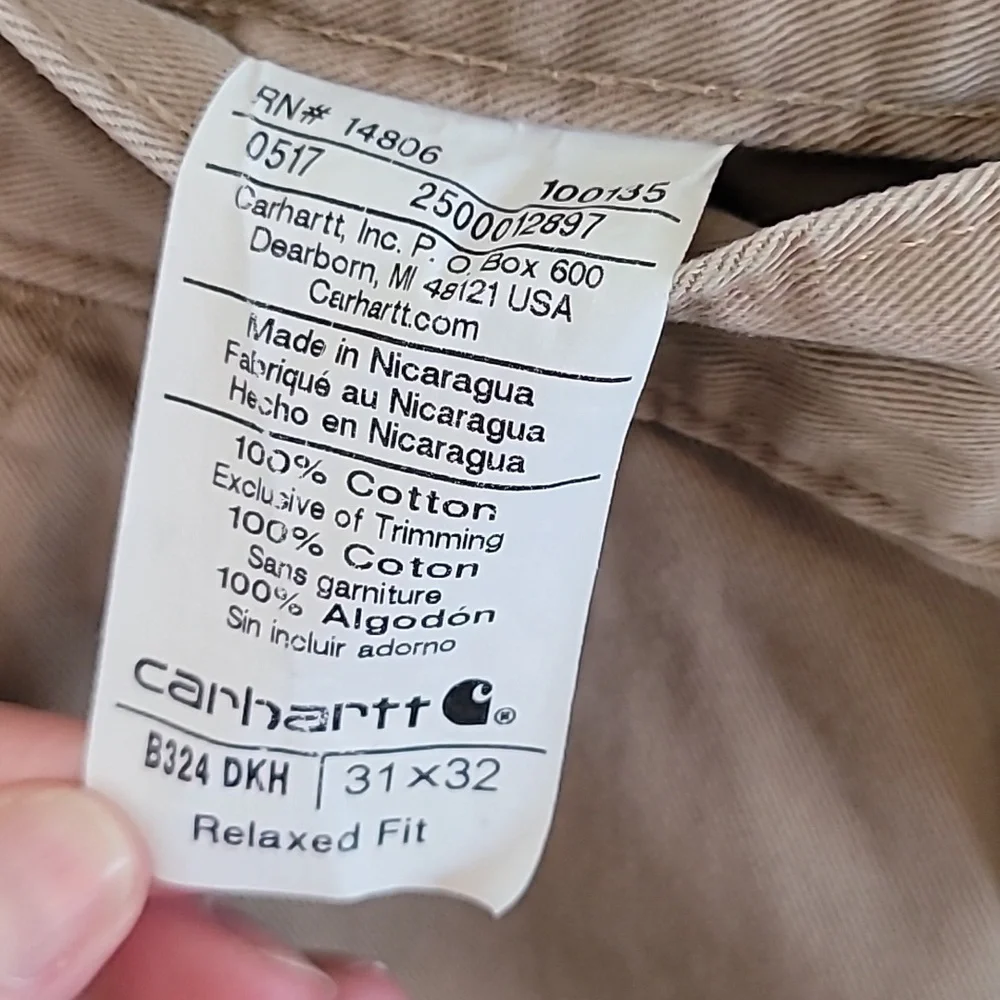Carhartt B324 DKH Carpenter Pants Men’s 31x32 Tan Dungaree Fit Workwear Utility
